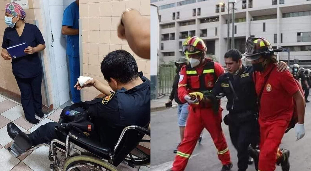 POLICAS HERIDOS EN MARCHA