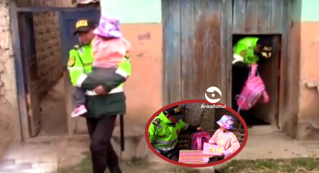 POLICÍA LLEVA CARGADA A NIÑA