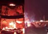 Pasajeros se salvaron de morir en incendio de bus Cavassa Incendio de bus Cavassa en Panamericana Norte.